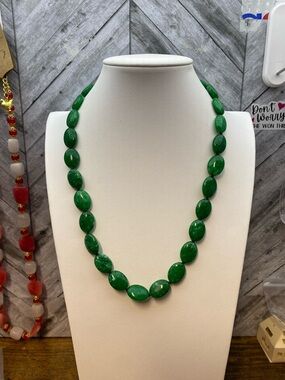 Jade oval hand knotted black cord  20 inch Aprilsplace
